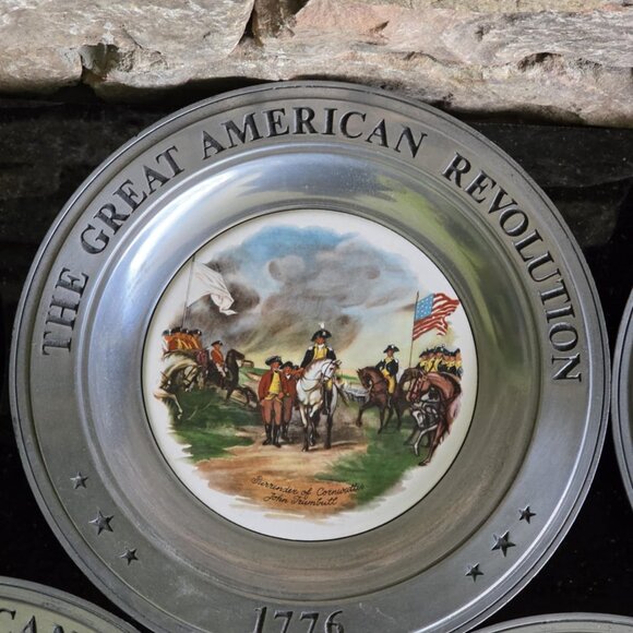 Set of 6 Vintage American Revolution Pewter Bicentennial Plates 1776-1976 - Picture 5 of 16